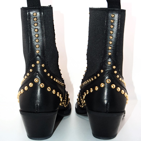 Versace Women’s Studded Leather Cowboy Ankle Boots - Picture 4 of 13